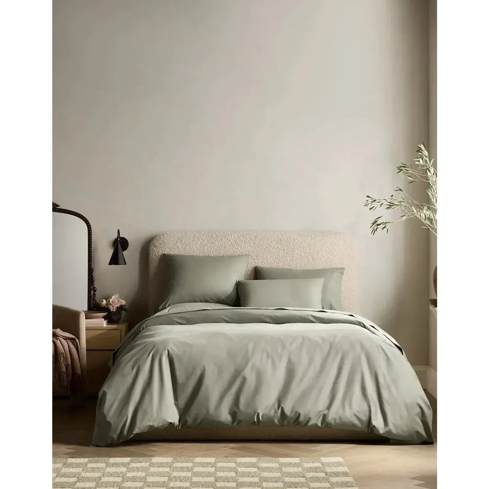 NEW Quince Organic Crisp Percale Duvet Cover Full Queen Dried Sage 88x92 NWOT
